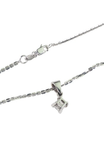 Um 1980 - Princess-Cut Solitaire Diamantanhänger mit Kette – Bild 4