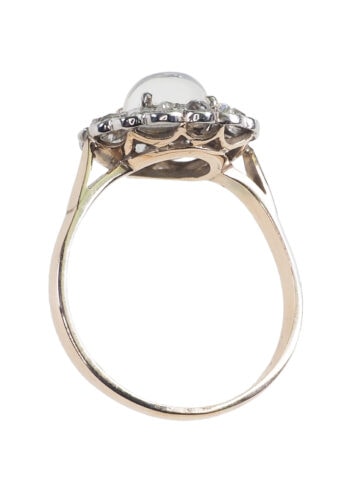 Um 1920 - Mondstein & Diamanten Art déco Verlobungsring Daisy – Bild 5