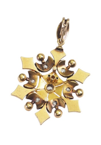 Um 1880 - Goldanhänger "Stern" mit Diamanten & Perlen, Viktorianisch – Bild 6