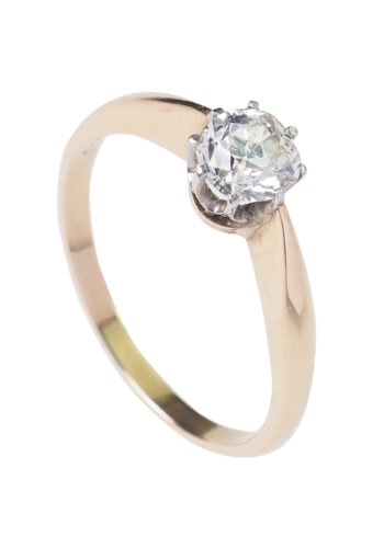 Um 1950 - Brillant Solitär Verlobungsring / Deutsch – Bild 3