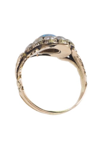 Um 1860 - Opal & Naturperlen Goldring, Viktorianisch – Bild 5