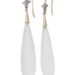 Edwardianische Ohrringe mit Bergkristall und Diamanten aus 18 Karat Gold