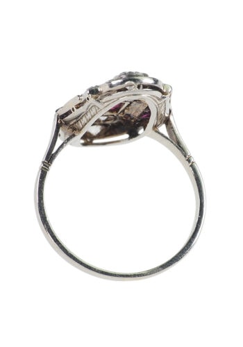 Um 1920 - Rubine & Diamanten, Französischer Art déco Ring – Bild 5