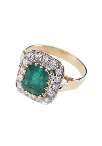 Um 1960 - Smaragd & Diamanten Verlobungsring, Italienisch – Bild 5