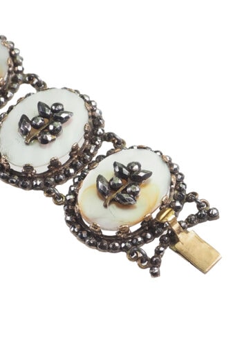 Um 1830 - Cut Steel & Perlmutt Armband – Bild 5