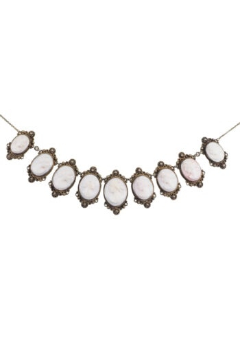 Viktorianisches Collier mit Muschelkameen aus Szerling Silber