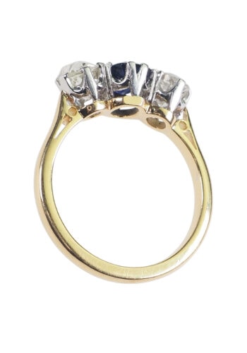 Um 1950 - Saphir & Diamanten Three Stones Verlobungsring – Bild 5