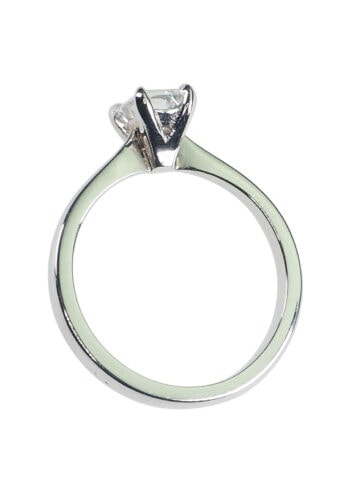 Um 1970 - Diamant Solitär Smaragdschliff Verlobungsring – Bild 5