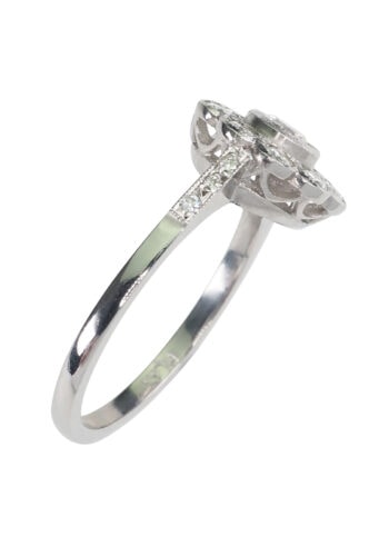 Um 1960 - Diamantcluster Verlobungsring aus Platin / Daisy – Bild 4