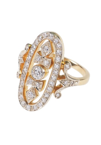 ** VERKAUFT ** Um 1900 - Belle Epoque Diamantring, französisch – Bild 3