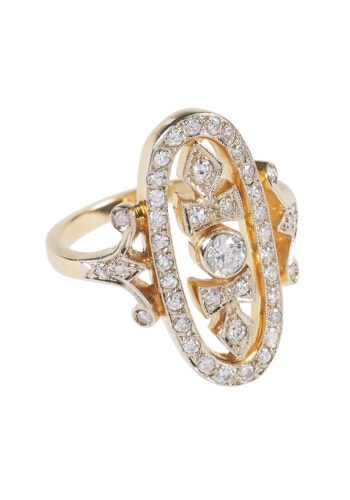 ** VERKAUFT ** Um 1900 - Belle Epoque Diamantring, französisch – Bild 4