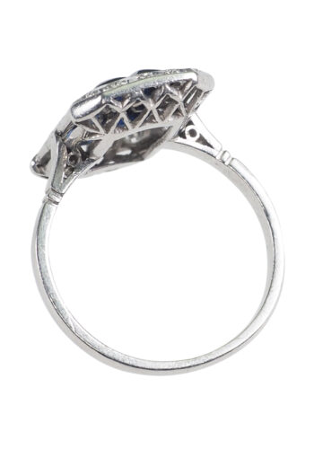 Um 1920 - Art Deco Saphir & Diamantring, Englisch – Bild 6
