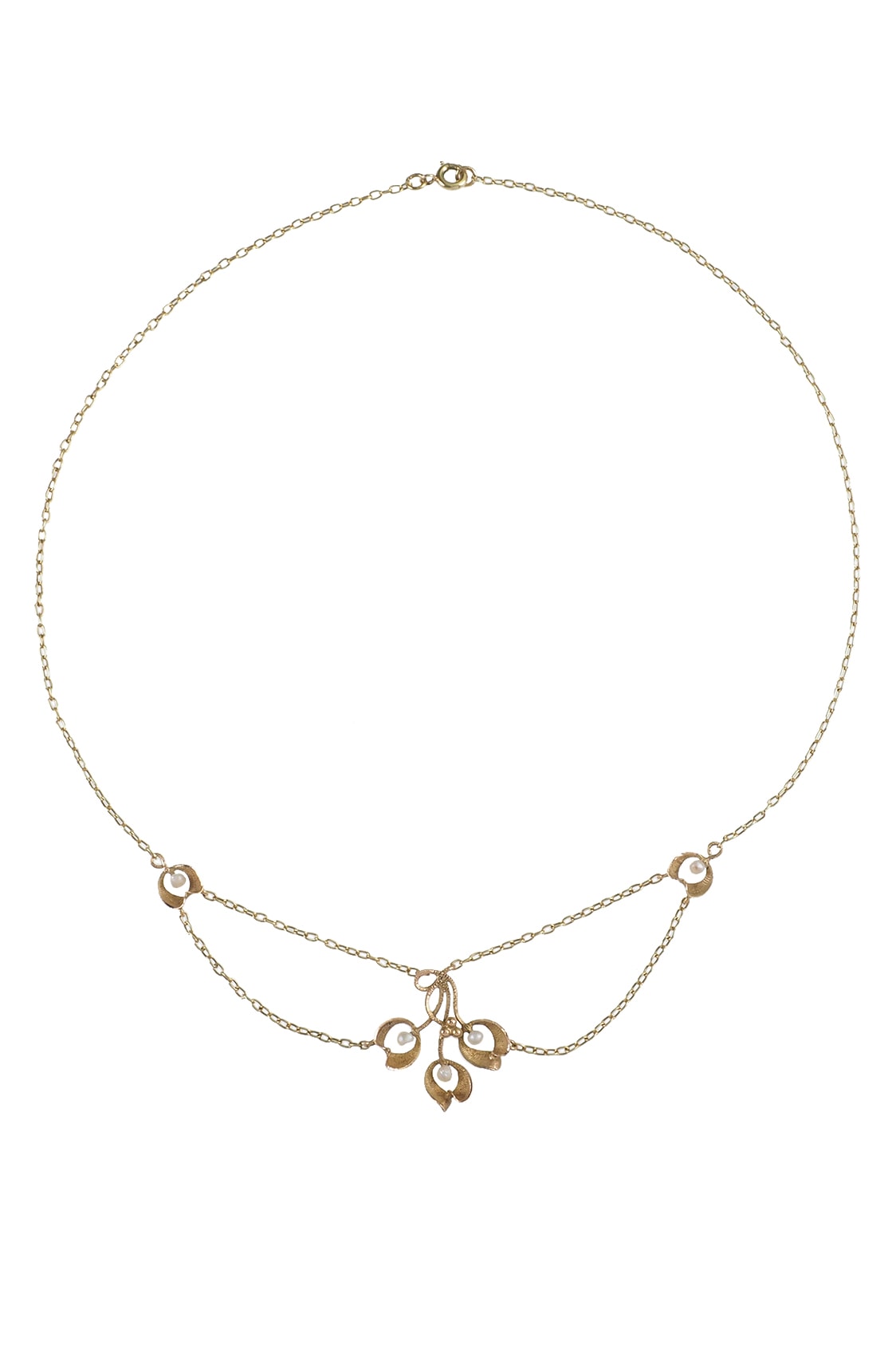 Jugendstil Collier mit Perlen aus 18 Karat Gold