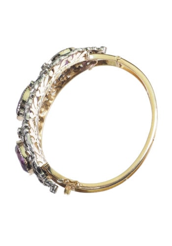 Um 1880 - Französischer Goldarmreif mit Amethysten & Diamanten – Bild 3