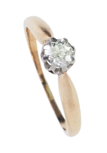 Um 1950 - Diamant Solitär Verlobungsring / Vintage – Bild 3