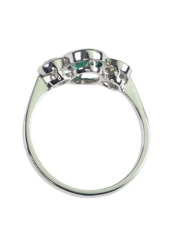 Um 1980 - Smaragd & Diamanten Verlobungsring / Three-Stones – Bild 5