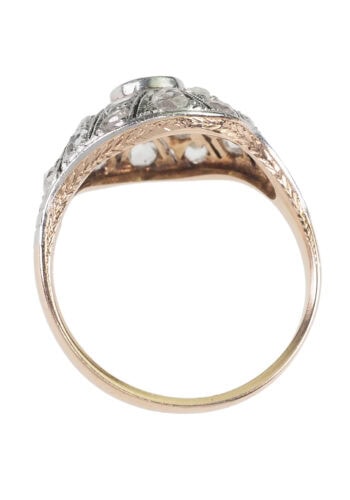 Um 1930 - Art Deco Goldring mit Diamanten – Bild 5