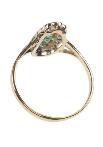 Um 1910 - Smaragde & Diamanten 18 ct. Goldring – Bild 4