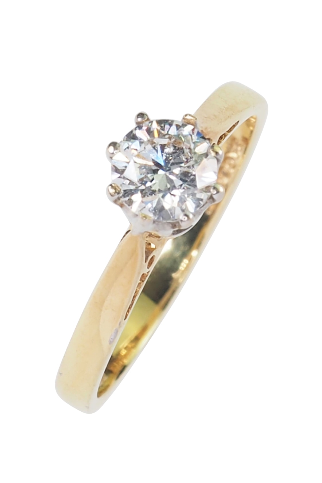 Vintage Verlobungsring mit Diamantsolitaire im Brillantschliff aus 18 Karat Gold und Platin