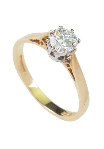 Um 1970 - Vintage Halbkaräter Solitär Diamant Verlobungsring – Bild 3