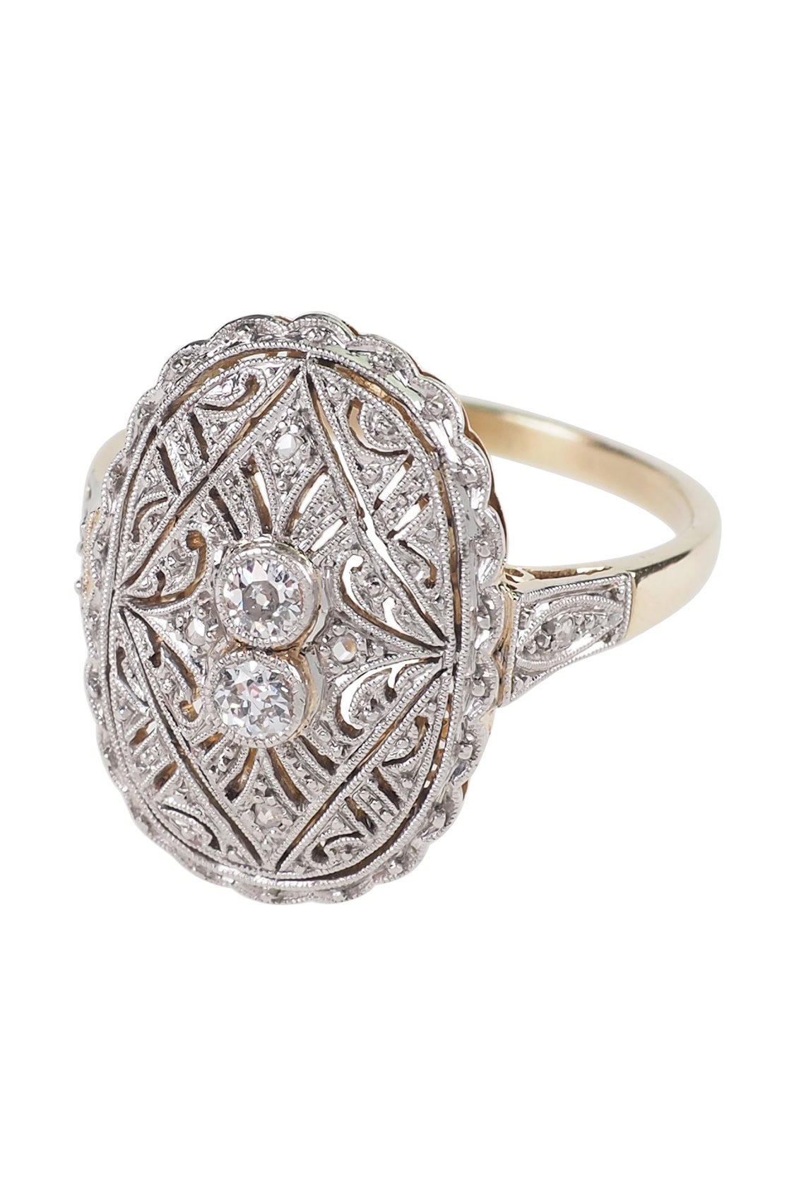 Art Déco Ring mit Diamanten aus 14 Karat Gold
