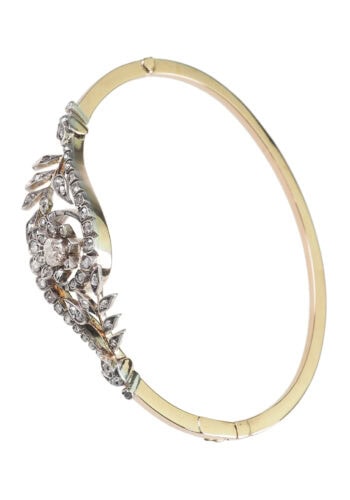 ** VERKAUFT ** Um 1870 - Französischer Diamantarmreif, Gold & Silber – Bild 5