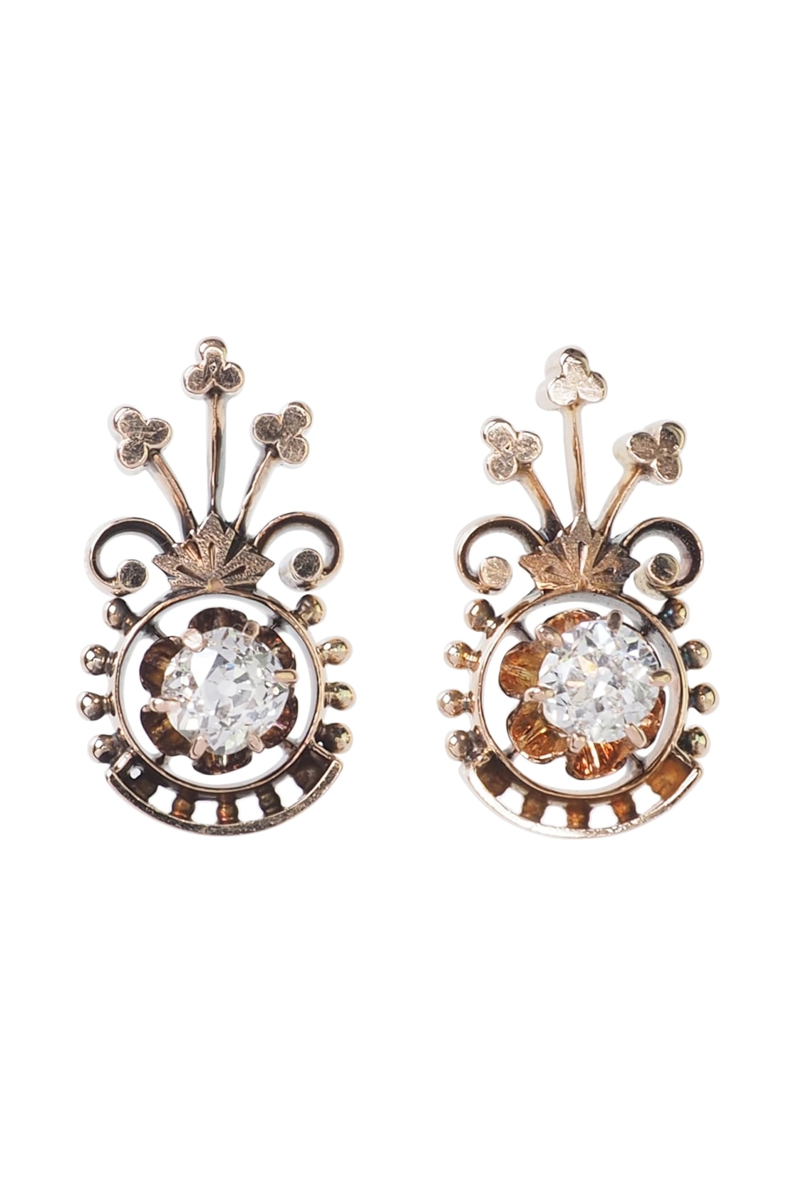 Jugendstil Ohrringe mit Diamanten aus 18 Karat Gold