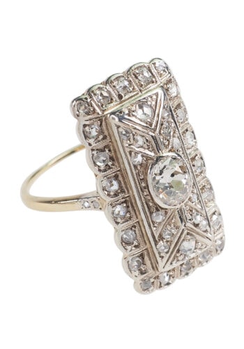 Um 1920 - Art Deco Diamantring aus 14 ct. Gelbgold & Platin – Bild 3