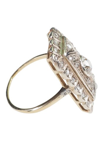 Um 1920 - Art Deco Diamantring aus 14 ct. Gelbgold & Platin – Bild 4