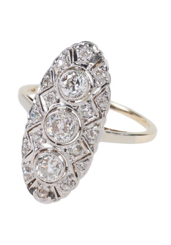 Um 1920 - Art déco Diamantring / Deutsch – Bild 3