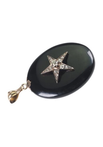 Um 1880 - Onyxmedaillon mit Diamanten / Deutsch – Bild 4