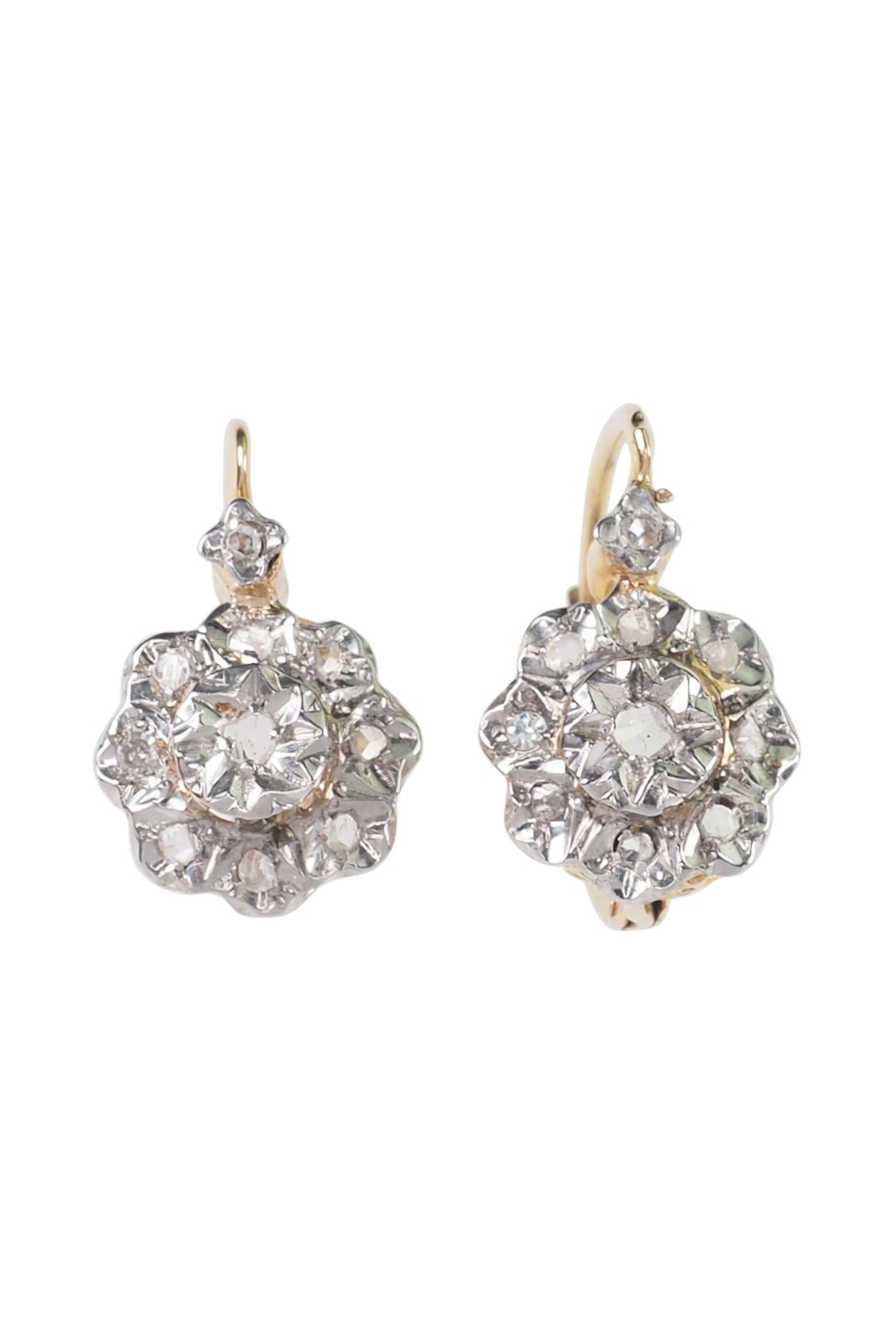 Art Nouveau Ohrringe mit Diamanten aus 18 Karat Gold