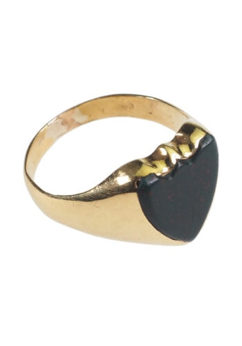 Um 1900 - Spätviktorianischer Bloodstone Siegelring, 15 ct. Gold – Bild 3