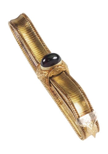 Um 1850 - 15 ct. Gold Armband mit Granatcabochon, Viktorianisch – Bild 4