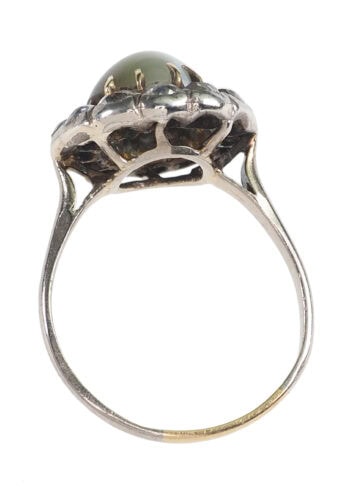 Um 1900 - Chrysoberyll-Katzenauge & Diamanten Daisy Ring, Viktorianisch – Bild 5