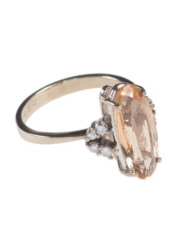 Um 1950 - Sherry-Topas & Diamanten Vintage Verlobungsring, Englisch – Bild 3