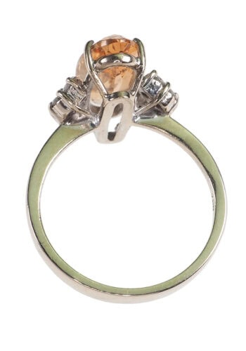 Um 1950 - Sherry-Topas & Diamanten Vintage Verlobungsring, Englisch – Bild 5