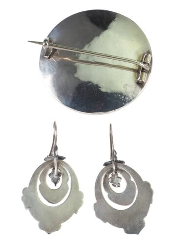 Um 1870 - Pebbles Schmuckset Brosche & Ohrringe – Bild 6