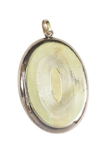 Um 1880 - Gold & Emaille Medaillon, 14K guillochiert – Bild 3