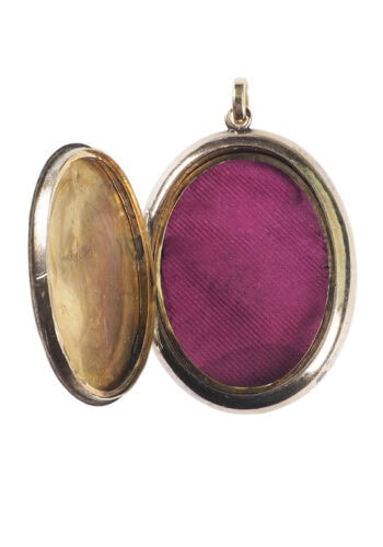 Um 1880 - Gold & Emaille Medaillon, 14K guillochiert – Bild 4