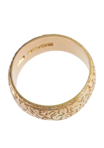 Datiert 1910 - Von Hand gravierter Gelbgold-Trauring – Bild 4