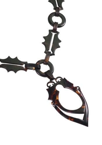 Um 1880 - Viktorianisches Collier / Ecaille geschnitzt und poliert – Bild 4