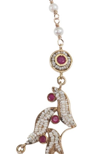 Um 1850 - Perlen & Rubine / Italienisches Goldcollier – Bild 5