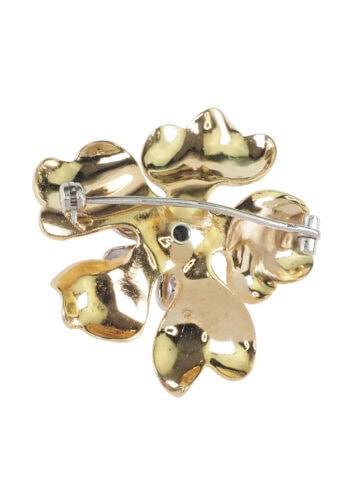 Um 1960 - Gelbgoldbrosche mit Diamanten & Saphir – Bild 4