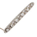 Art Déco Brosche mit Diamanten aus 14 Karat Gold und Platin