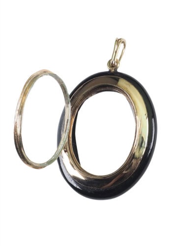 Um 1880 - Onyx-Medaillon mit 11 Perlen, Deutsch – Bild 3