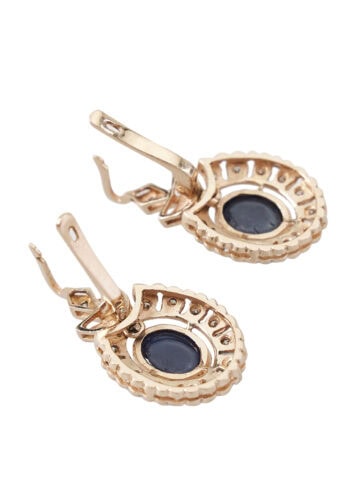 Um 1960 - Saphire & Diamanten Roségoldohrringe 18K, Englisch – Bild 6