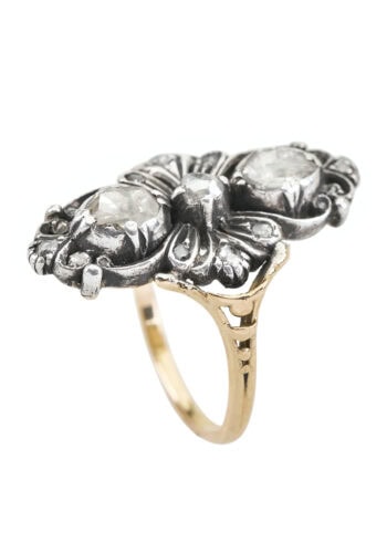 Um 1880 - Holländischer Diamantring aus 585er Gold & Silber – Bild 4