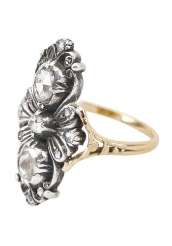Um 1880 - Holländischer Diamantring aus 585er Gold & Silber – Bild 3
