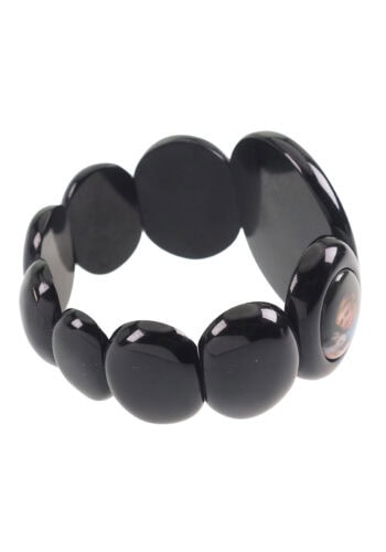 Um 1860 - Ein Paar Jett Armbänder mit Porzellanmalereien – Bild 4